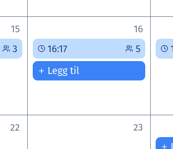 Legg til en ny booking manuelt på valgt dato. Legg til booking på valgt dag